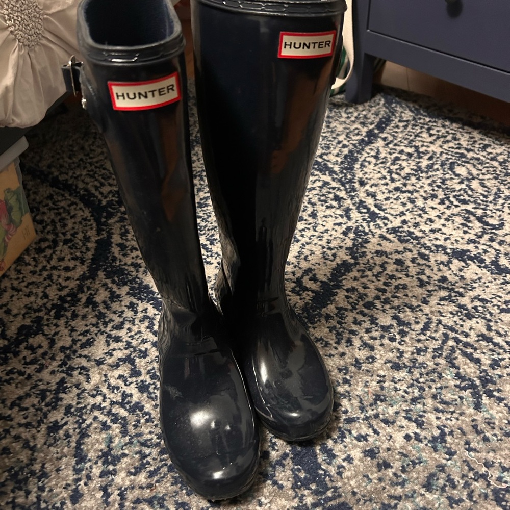 Hunter Glossy dark navy rain Boots